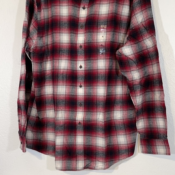 Croft & Barrow Red Plaid Long Sleeve Button Front Flannel 100% Cotton Extra Soft - Picture 3 of 8